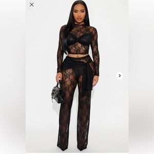 Elegant Black Lace Jumpsuit Rosalia Lace Pant Set